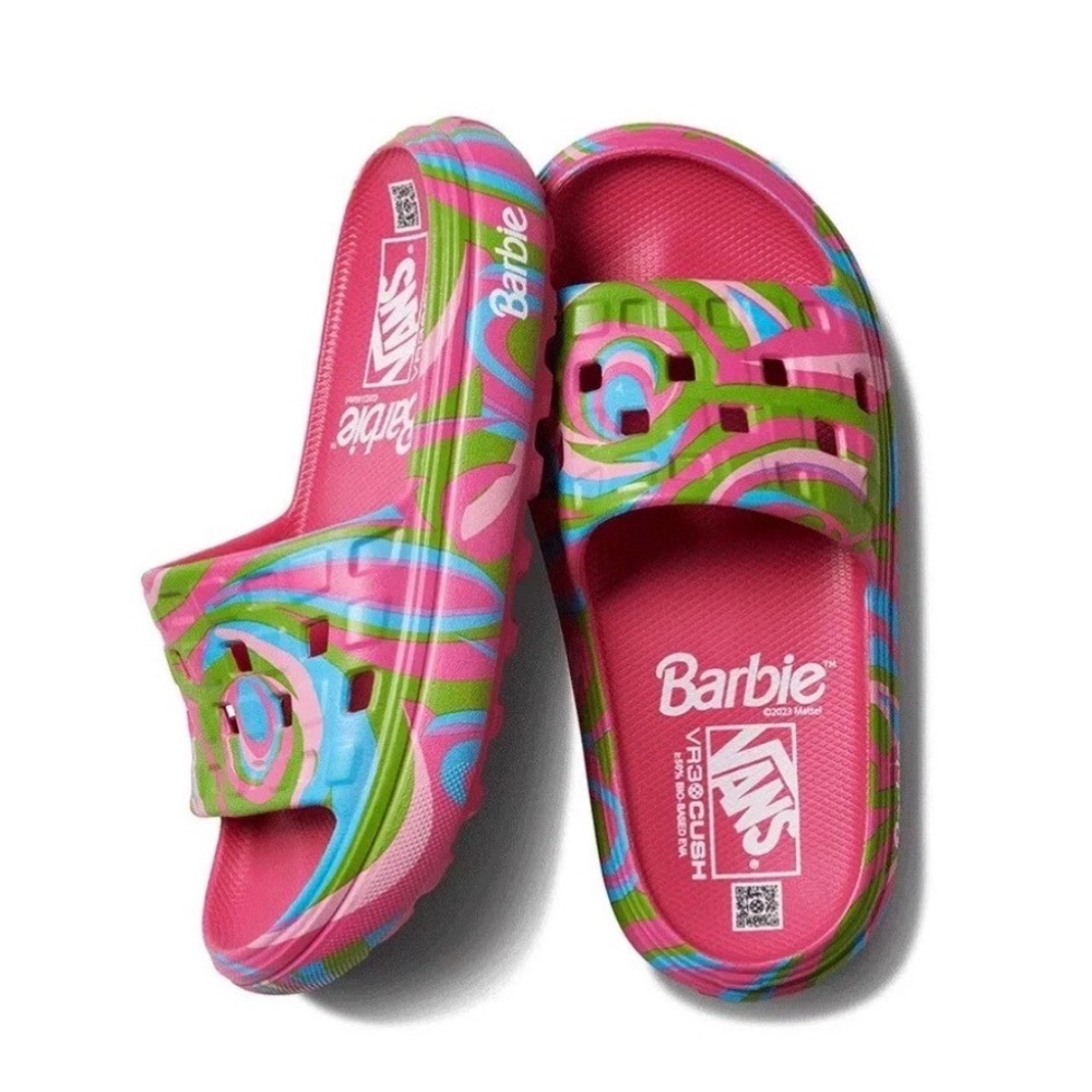 Vans x Barbie Pink Multicolor Slide Sandals